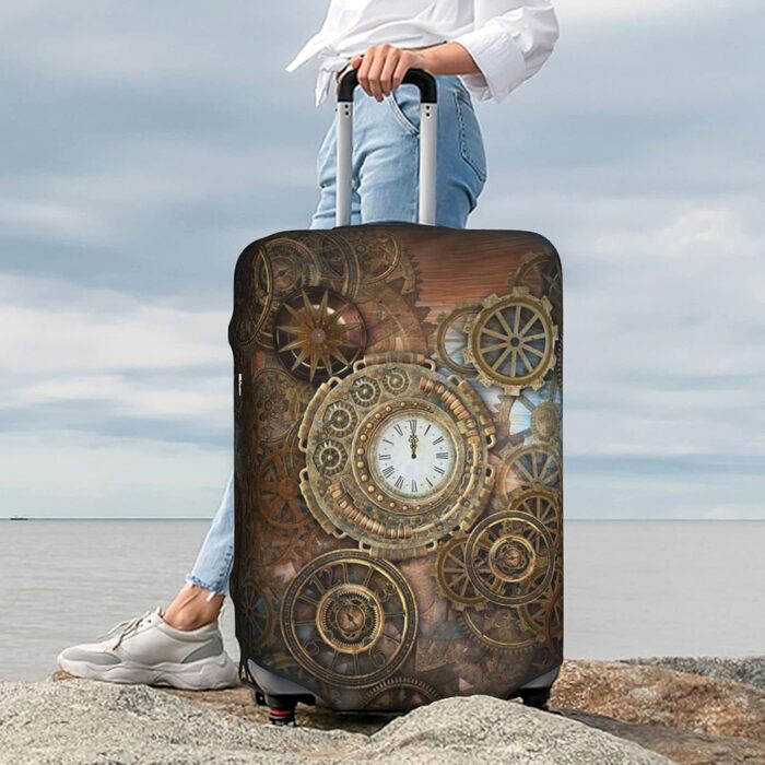 Чохол для валізи Ржавий Стімпанк захисний еластичний чохол від подряпин і пилу, чорний, розмір 80