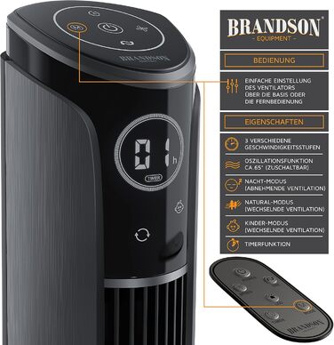 Баштовий вентилятор з пультом дистанційного керування 108 см - вентилятор нахиляється на 10 градусів - вентилятор на п'єдесталі з