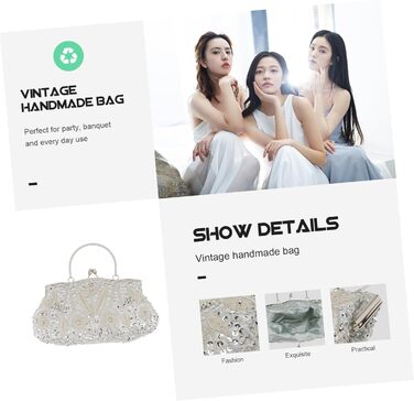 Вечірня сумочка-клатч з перлами, ручної роботи, багатоколірна, срібляста