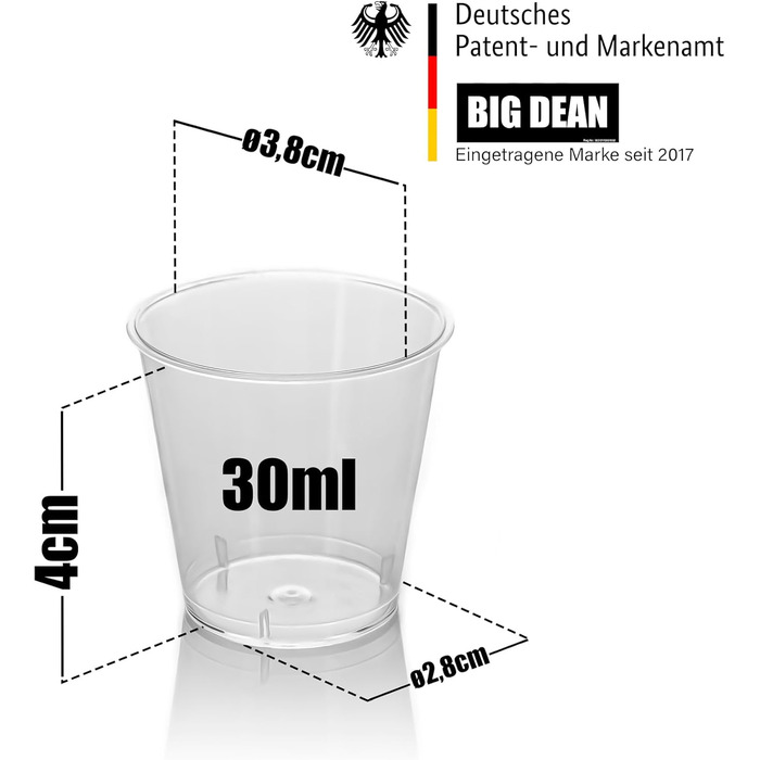 Чарки пластикові 3cl харчові безпечні міцні та багаторазові - Чарки з ударостійкого пластику 200 шт. 3cl, 200 шт.
