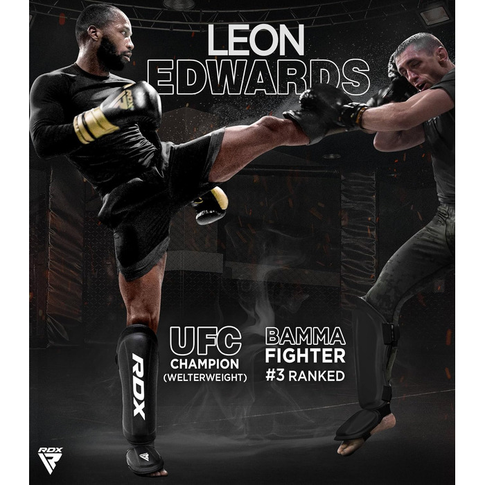 Щитки для гомілок RDX для кікбоксингу, схвалені SMMAF SATRA, захисні накладки на гомілки для тайського боксу, бойових мистецтв, зі шкіри Maya Hide, м&39які щитки для гомілок, муай-тай, ММА, спаринг, чоловічі, жіночі, чорні, розмір L