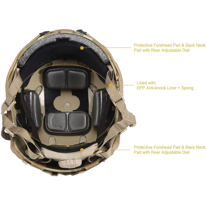 Тактичний шолом OneTigris PJ Rapid зі знімним чохлом для страйкболу та пейнтболу, колір L Caucamo