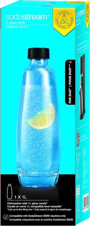 Скляна пляшка SodaStream 1 л, підходить для SodaStream DUO & E-DUO, 1 упаковка, прозора