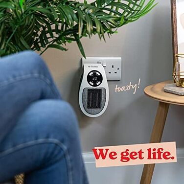 Обігрівач Russell Hobbs RHPH2001 з керамічним штекерним нагрівачем, 500 Вт, регульованим термостатом, 12-годинним таймером та світлодіодним дисплеєм, 2 швидкості вентилятора, білий