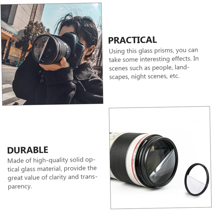 Набір з розділеними діоптрійними призмами. Фотографічні діоптрійні призми. Обєктив калейдоскопа зі скла. Фотографічні розділені діоптрійні призми. Призми для фотокамер. Обєктив камери з фільтром., 1