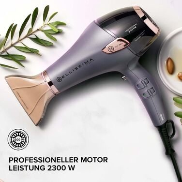 Професійний фен Bellissima Ceramic & Argan Oil керамічне покриття та арганова олія, 2300 Вт, 3 температурні режими, іонізація, холодний обдув, 2 насадки-концентратори та керамічний дифузор