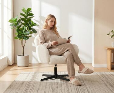 Крісло Chairus для вітальні, обертове м&39яке крісло з підлокітниками, штучне хутро, крісло-реклайнер, сучасне крісло, спальня, балкон (біле)