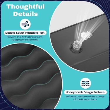 Автомобільний матрац для Opel Zafira Tourer AC Vauxhall Zafira B 2011-2022, надувний матрац для заднього сидіння автомобіля, спальний матрац, портативний килимок для кемпінгу, чорний, звичайний чорний