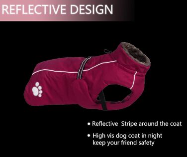Куртка для собак MOREZI, вітрозахисна та водонепроникна, зі світловідбиваючими смужками та регульованим шнурком, вовняна підкладка, тепла та зручна - рожева - XS (довжина по спинці 46,8 см)