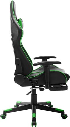 Ігрове крісло з підставкою для ніг, офісне крісло, ігрове крісло, письмове крісло, обертове крісло, чорно-зелена штучна шкіра