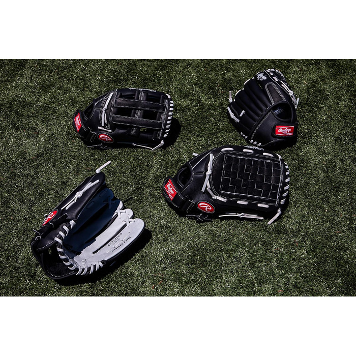 Рукавички для софтболу Rawlings RSB Slowpitch Series для правої руки, 14 дюймів - плетені, чорні/сірі