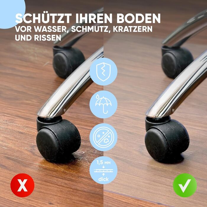 Захисний килимок для підлоги Bjrn&Schiller, нековзний килимок для офісного крісла, килимок для підлоги, стійкий до подряпин килимок для крісла, захисний килимок, килимок для офісних крісел (прозорий, 100 x 120 см) прозорий 100 x 120 см