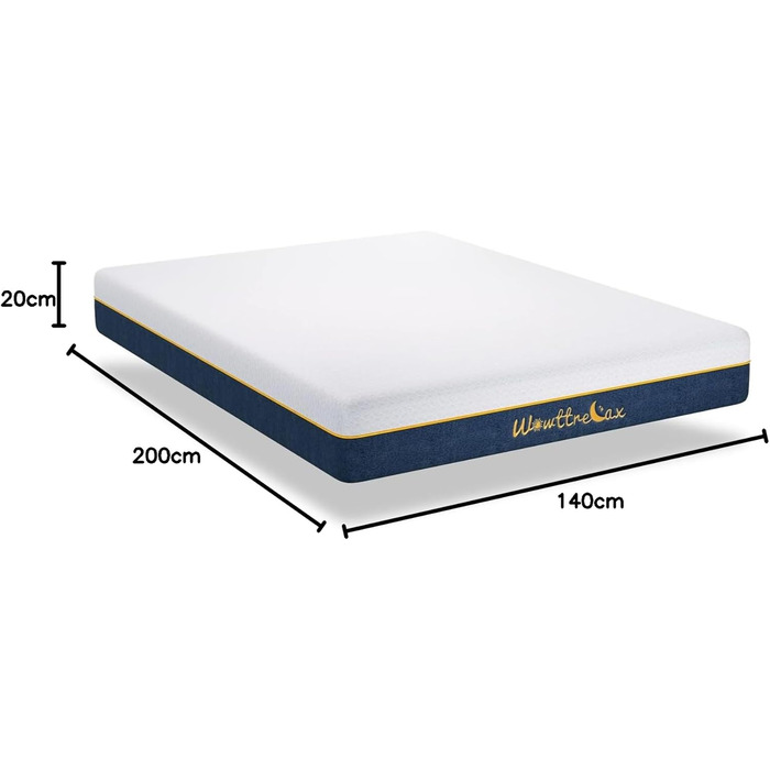 Матрац wowttrelax 140x200 двосторонній матрац жорсткість H3/H4 висота 20 см, матраци з точково-еластичним дихаючим 7-зонним холодним пінополіуретаном - 60 ночей пробного сну - H3/H4 двосторонній 140x200x20 см