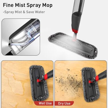 Швабра Homgif Spray Mop 135 см з функцією розпилення, швабра для підлоги з функцією розпилення 750 мл, домашня кухонна швабра для