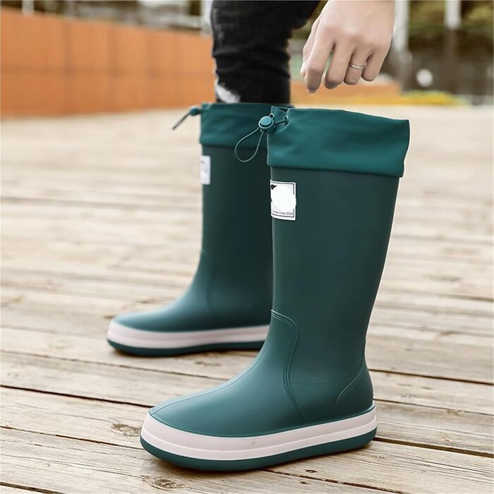 Чоловічі високі гумові чоботи, водонепроникні, протиковзкі, для активного відпочинку на природі, саду, роботи, модні, повсякденні, водостійкі, Y688 зелені, без плюшу, 39 EU