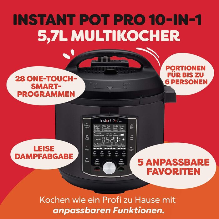 Мультиварка-скороварка Instant Pot Pro 10-в-1, 5,7 л, чорна