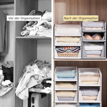 Організатор для шафи з 3 предметів, складна коробка для зберігання, система організації для шухляд, шафок, гардеробів (білий) білий*3