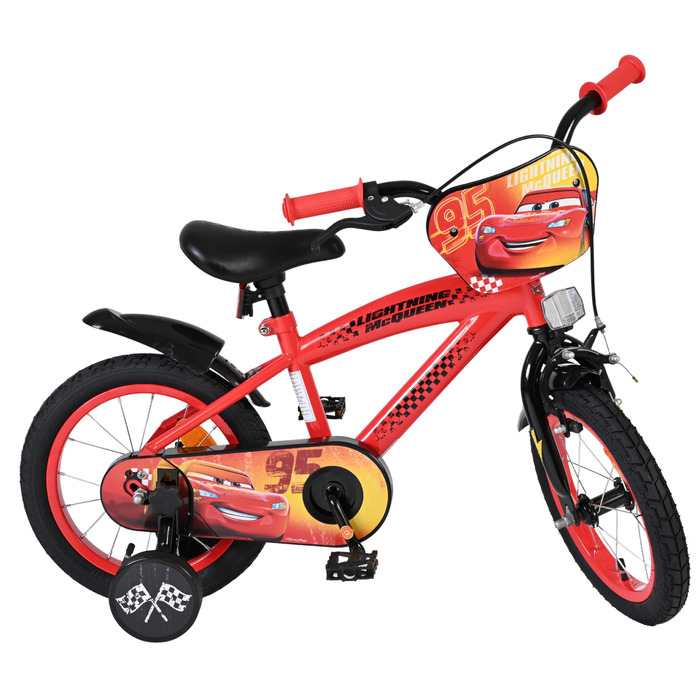 Дитячий велосипед Volare Cars 14 дюймів 3,55 років Ручні та американські гальма, додаткові колеса, захист ланцюга, світловідбивачі Регульоване сідло Подарунок для хлопчиків та дівчаток