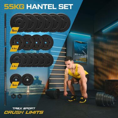 Набір гантелей та штанги TREX SPORT 55 кг Штанга 180 см з вагами
