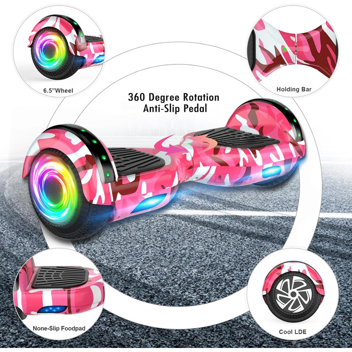 Гіроскутер для дітей 6,5 дюйма – самобалансуючий з картингом, світлодіодними ліхтарями та Bluetooth-колонкою, ідеальний подарунок для дітей