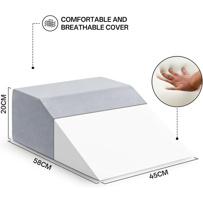 Подушка для читання та клиноподібна подушка для підняття ніг, подушка з піни з ефектом пам&39яті для шиї, спини, підтримки ніг, знімна багатофункціональна подушка для ліжка, дивана