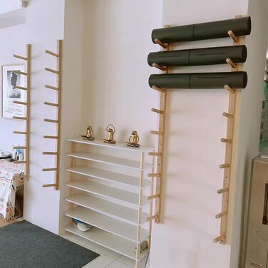 Настінний тримач для килимка для йоги, настінний тримач для 2-9 шарів дерев&39яного килимка для йоги, настінний, велика плаваюча полиця для пінопластового валика з дерева, 2