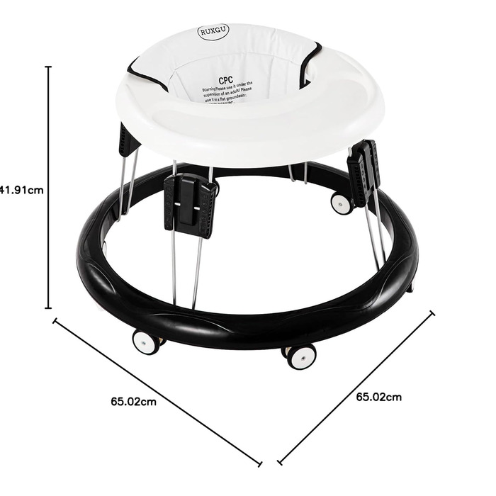 Складані дитячі ходунки - Підходять для коліс висотою 66-80 см, допоміжні засоби для ходьби для хлопчиків та дівчаток, тихі, з захистом від перекидання, складаний стільчик (білий)