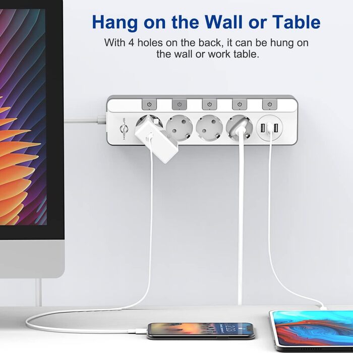 Розетка на кілька розеток із захистом від перенапруги (4000 Вт 16 А), розетка KEPLUG на кілька розеток з 3 USB, індивідуально пере