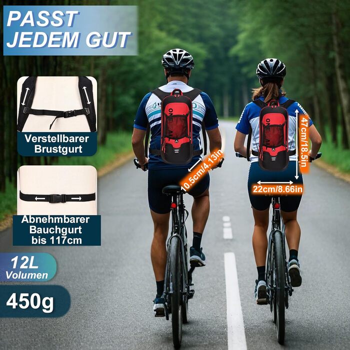 Велосипедний рюкзак LOCAL LION, 6 л/10 л/12 л, водонепроникний, з дощовиком та гідратацією, чорний, для бігу, походів, MTB