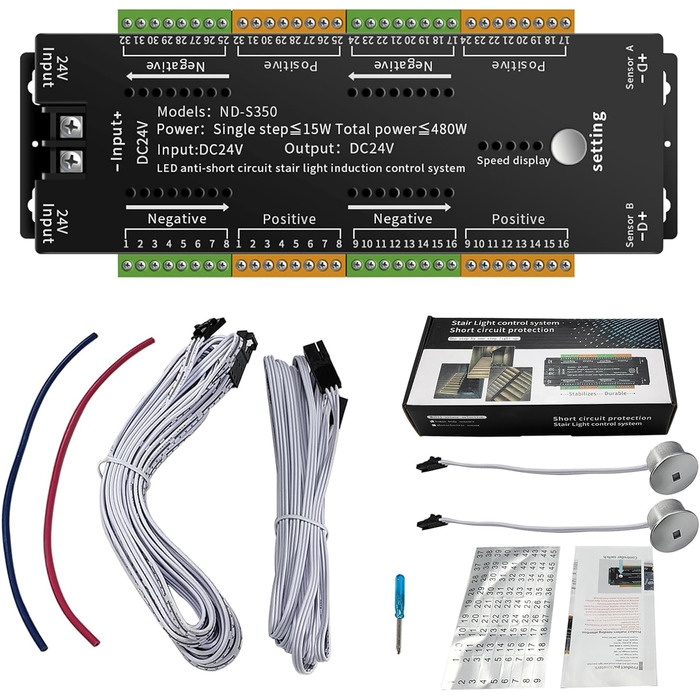 Світлодіодний контролер освітлення сходів XLSBZ з детектором руху, світлодіодний контролер сходового світла постійного струму 24 В, захист від короткого замикання