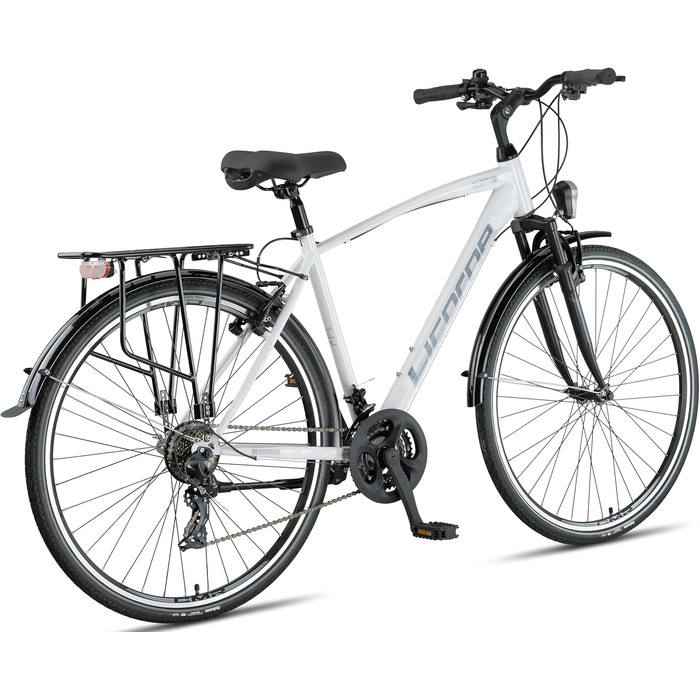 Велосипед Licorne Bike преміум-класу для трекінгу 28 дюймів для чоловіків, хлопців та жінок з 21 швидкістю передач, Citybike Life MV-ATB White 0 метрів