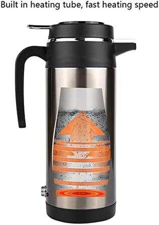 Чайник термос з нержавіючої сталі електричний чайник подорож нагрівання питна кружка чашка чайник автомобіль кавова кружка нагріва