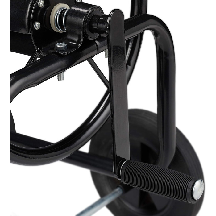 Шлангбарабан Relaxdays металевий, 4 колеса, XL, з ручкою, для 60м шланга, HBT 81 x 48 x 80 см, чорний