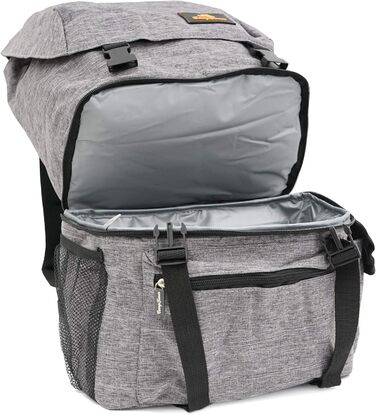 Рюкзак CampFeuer з відділенням-холодильником Сірий Ізольована сумка на 20 літрів для барбекю, кемпінгу, пляжу та активного відпочинку Сумка для ланчу для роботи та школи Сумка для пікніка, сумка-холодильник