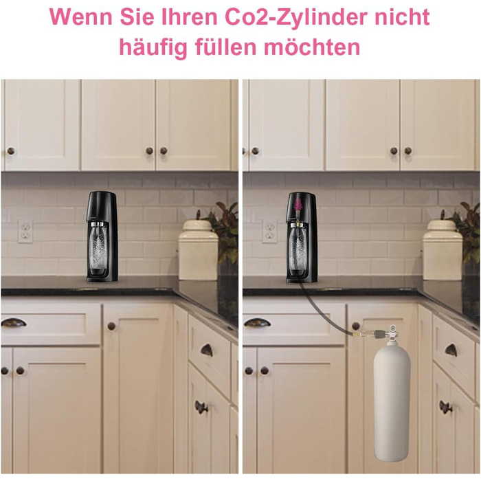 Шланг високого тиску ASOFTY Co2 1,5 м з манометром 3000 фунтів на квадратний дюйм, сумісний з Sodastream Duo, Crystal 3.0, Gaia, Art і Terra, підтримка більшого газового балона CO2 з бар'єром зворотного потоку Універсальний тип - з манометром