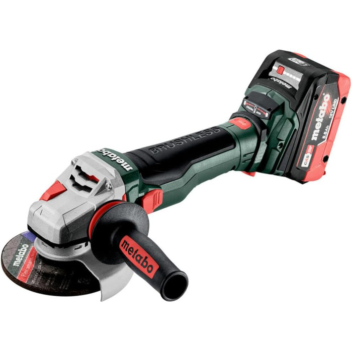 Акумуляторна кутова шліфувальна машина Metabo WB 18 LTX BL 15-125 Quick (18 В, вкл. 2 акумулятора 5,5 Ач, з Metabox 165, діам. кру