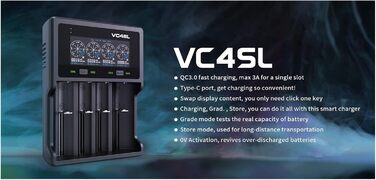 Зарядний пристрій USB C 18650 battey QC3.0 для швидкої зарядки літій-іонного акумулятора 18700 20700 26650 21700 AAA AA VC4SL для автомобіля, газонокосарки, мотоцикла, човна