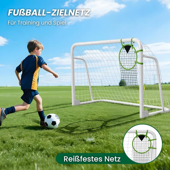 Міцний комплект футбольних воріт 4 розмірів для саду (180-365 см) Доступний як окремостоячий або складний варіант Зі сталевою трубою або ПВХ рамою Повний комплект для саду та парку 180120 см, металеві складні - Білий