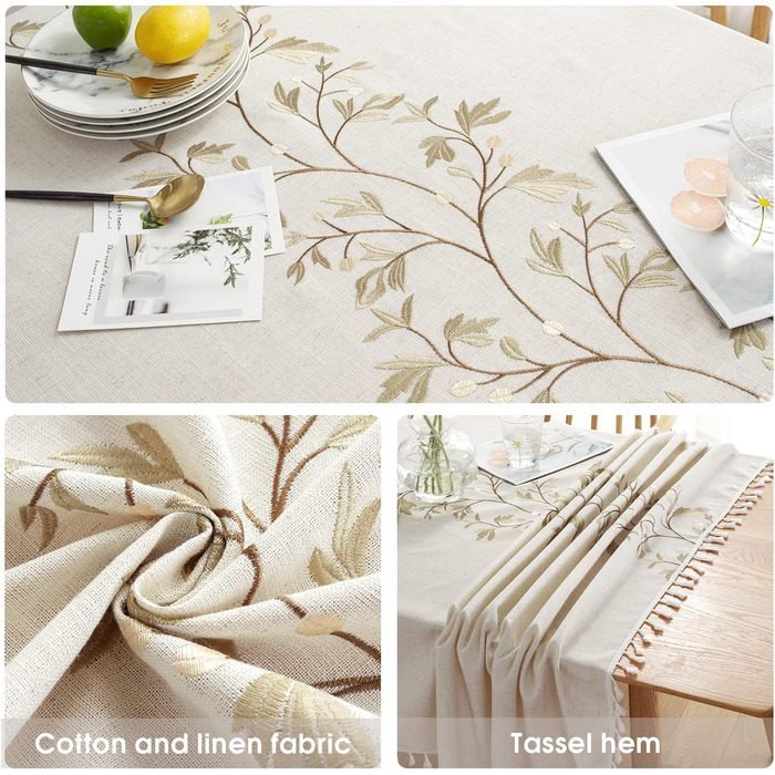 Скатертина Pahajim Прямокутна бавовняна лляна скатертина миється проти обростання китицями Дизайн для кухні, їдальні, пікніка, на