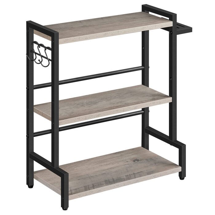 Підставка для спецій HOOBRO, кухонна полиця з 3 гачками, підставка для спецій з тримачем для ножів, настільний органайзер, регульовані ніжки, для їдальні, кухні, ванної кімнати, сіро-чорна, EBG01TL01 сірий