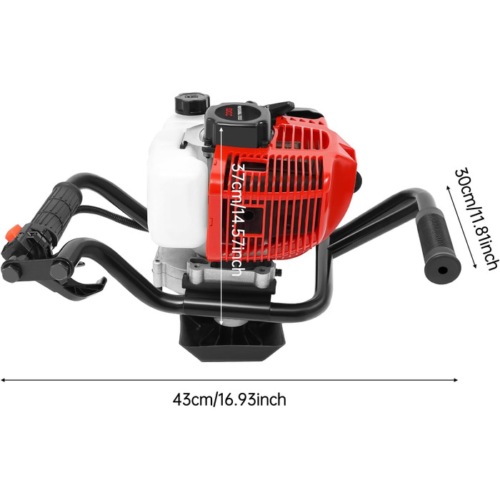 Бензиновий земляний бур 52 куб.см, 2 к.с. для буріння ям, встановлення стовпів, огорож та саду Двотактний двигун Зручний з двома ручками Без бура