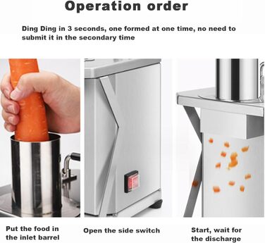 Комерційна овочева машина Oiyekntd з сітчастими ножами, міцна нержавіюча сталь, 200 Вт, електрична машина для кубиків фруктів для картоплі, моркви, огірків, пітаї, 8 мм