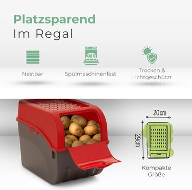 Ящик для зберігання картоплі Novaliv 2 середні 5 л ЧЕРВОНИЙ Ящик для картоплі Штабелюваний ящик для овочів, ящик для цибулі, кошик для картоплі, контейнер для фруктів, ящик для картоплі, контейнер для зберігання цибулі, контейнер для зберігання продуктів,