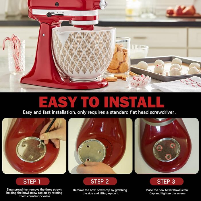 Пластина з гвинтовою кришкою для миски для змішування, W10191926, Чаша Clamp Plate міцно утримує чашу на місці під час змішування, сумісна з KitchenAid і Whirlpool