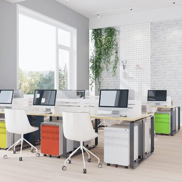 Металевий контейнер на колесах Dripex, сталевий контейнер на колесах з 3 шухлядами та підвісною системою для документів, офісна шафа, що замикається, офісний контейнер, 5 коліс, шафа для документів, 40 x 45 x 60 см, чорний, 40 x 45 x 60 см