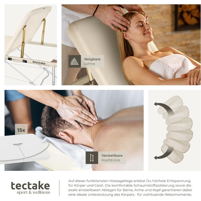 Зонний масажний стіл, складний масажний стіл, регульований по висоті алюмінієвий масажний стіл, портативне масажне ліжко з аксесуарами, підголівник, підлокітник, сумка для перенесення - бежевий. Ширина без підлокітників 78 см. Бежевий., 3-