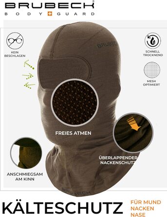 Унісекс Рама Трубка Балаклава Функціональний Мериносова вовна Багатофункціональний шарф Шарф на шию Шарф на шию L-XL Хакі