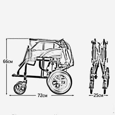 Візок для інвалідного візка, портативна надлегка подорожня інвалідна коляска з алюмінієвого сплаву для людей похилого віку/інвалідів, портативна