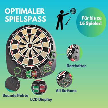 Найкращий спортивний електронний дартс Coventry - 27 ігор зі 159 варіаціями, до 16 гравців, 12 дротиків та запасні наконечники, світлодіодні дисплеї, звуковий ефект (білий павук)