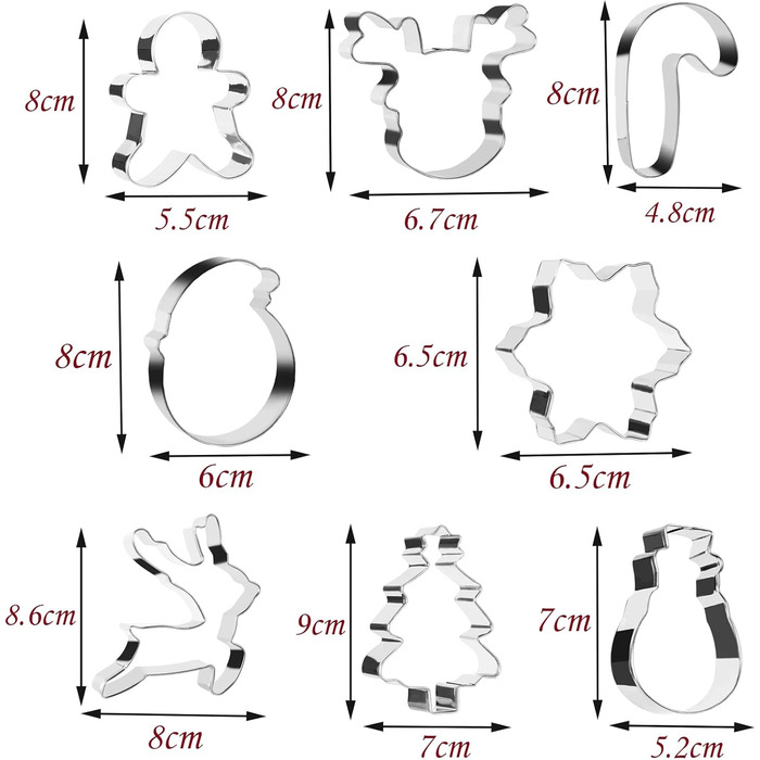 Різдвяні формочки для печива набір з 8 предметів AUERVO